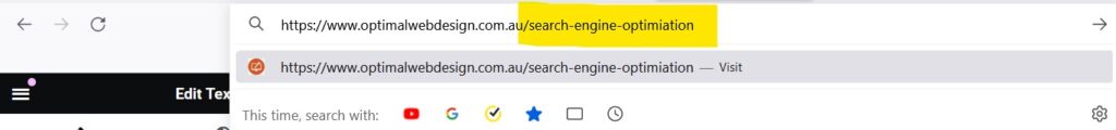 An image showing the words 'Search Engine Optimisation' in the page url.